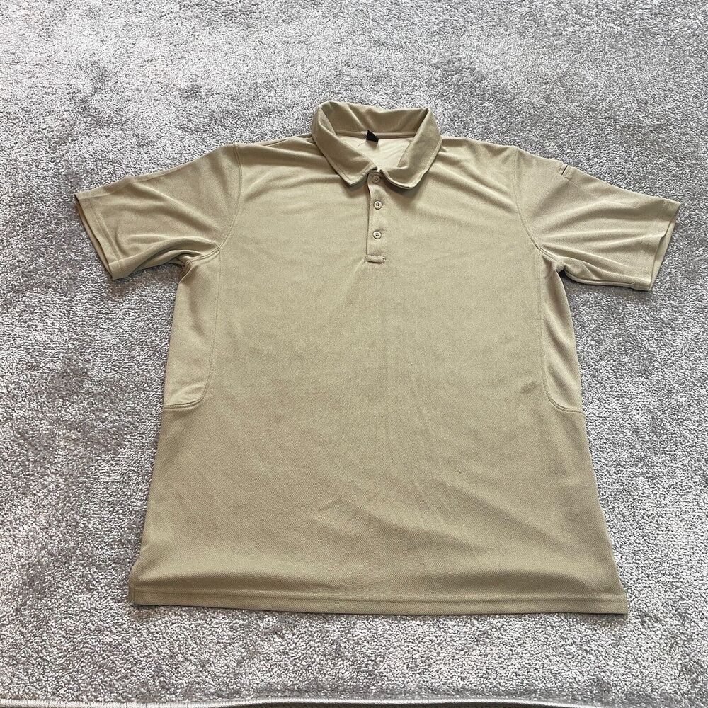 Unbranded Polo shirt Mens Medium Beige Khaki Tan Collared Golf Rugby Preppy Top